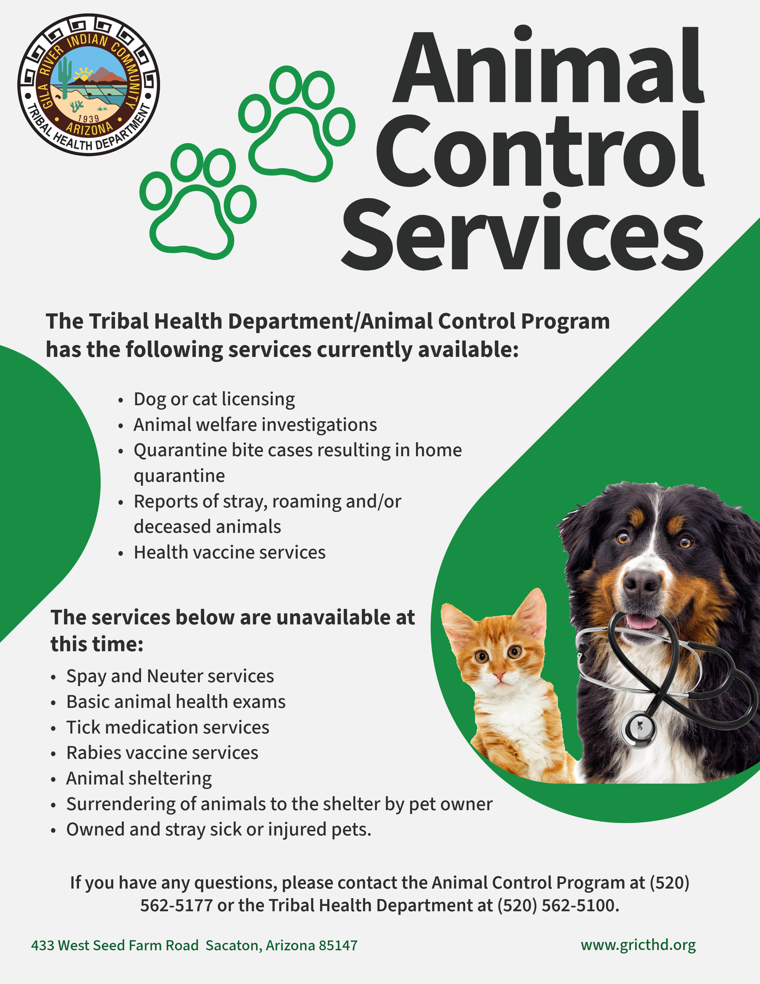 Hours and Locations Animal Control